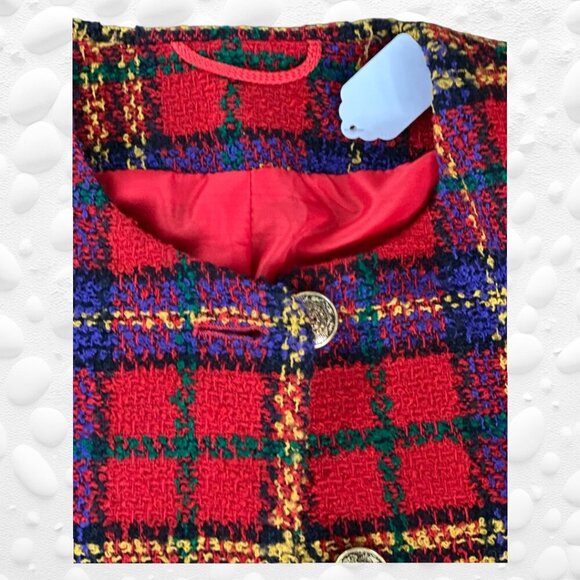 Ladies' Vibrant Heavy Weight Plaid Tweed 2-Piece Suit Fully Lined S/M - Picture 8 of 10
